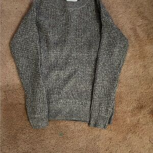Time and Tru Gray Crewneck Sweater with Textured Knit